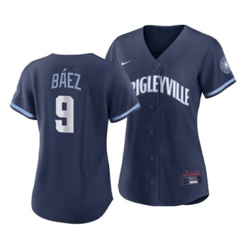 Women's Chicago Cubs #9 Javier Baez 2021 Navy City Connect Stitched Jersey Women's Chicago Cubs #9 Javier Baez 2021 Navy City Connect Stitched Jersey