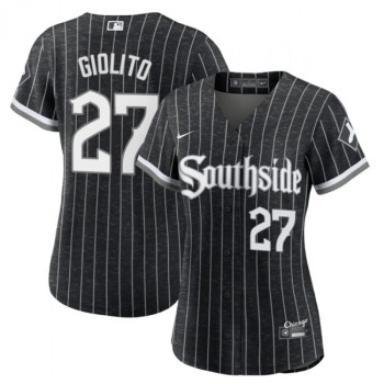 Women's Chicago White Sox #27 Lucas Giolito 2021 Black Connect city Stitched Jersey(Run Small) Women's Chicago White Sox #27 Lucas Giolito 2021 Black Connect city Stitched Jersey(Run Small)