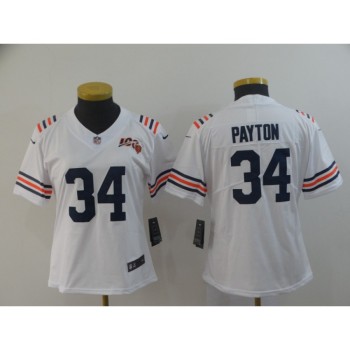 Women's Chicago bears #34 Walter Payton White 2019 100th Season Limited Stitched NFL Jersey Women's Chicago bears #34 Walter Payton White 2019 100th Season Limited Stitched NFL Jersey