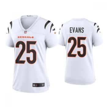 Women's Cincinnati Bengals #25 Chris Evans 2021 New White Vapor Limited Stitched Jersey(Run Small) Women's Cincinnati Bengals #25 Chris Evans 2021 New White Vapor Limited Stitched Jersey(Run Small)