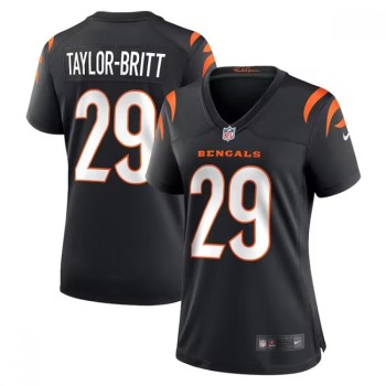 Women's Cincinnati Bengals #29 Cam Taylor-Britt Black Stitched Football Jersey(Run Small) Women's Cincinnati Bengals #29 Cam Taylor-Britt Black Stitched Football Jersey(Run Small)