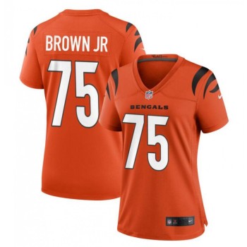 Women's Cincinnati Bengals #75 Orlando Brown Jr. Orange Stitched Football Jersey(Run Small) Women's Cincinnati Bengals #75 Orlando Brown Jr. Orange Stitched Football Jersey(Run Small)
