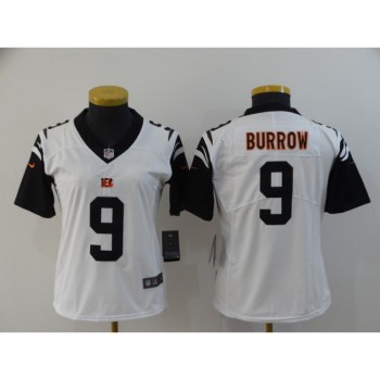 Women's Cincinnati Bengals #9 Joe Burrow White Vapor Stitched Jersey(Run Small) Women's Cincinnati Bengals #9 Joe Burrow White Vapor Stitched Jersey(Run Small)