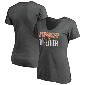 Women's Cincinnati Bengals Heather Stronger Together Space Dye V-Neck T-Shirt(Run Small) Women's Cincinnati Bengals Heather Stronger Together Space Dye V-Neck T-Shirt(Run Small)