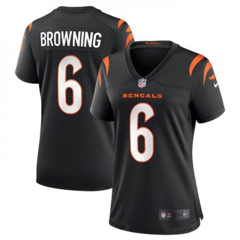 Women's Cincinnati Bengals #6 Jake Browning Black Stitched Football Jersey(Run Small) Women's Cincinnati Bengals #6 Jake Browning Black Stitched Football Jersey(Run Small)