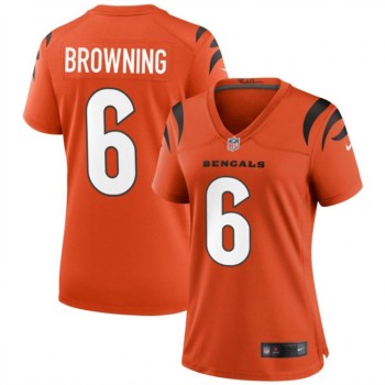 Women's Cincinnati Bengals #6 Jake Browning Orange Stitched Football Jersey(Run Small) Women's Cincinnati Bengals #6 Jake Browning Orange Stitched Football Jersey(Run Small)