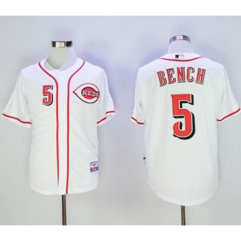 Women's Cincinnati Reds #5 Johnny Bench White Cool Base Stitched Jersey