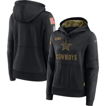 Women's Dallas Cowboys 2020 Black Salute to Service Sideline Performance Pullover Hoodie (Run Small) Women's Dallas Cowboys 2020 Black Salute to Service Sideline Performance Pullover Hoodie (Run Small)