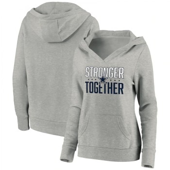 Women's Dallas Cowboys Heather Gray Stronger Together Crossover Neck Pullover Hoodie(Run Small) Women's Dallas Cowboys Heather Gray Stronger Together Crossover Neck Pullover Hoodie(Run Small)