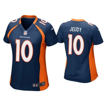 Women's Denver Broncos #10 Jerry Jeudy Navy Stitched Jersey(Run Small) Women's Denver Broncos #10 Jerry Jeudy Navy Stitched Jersey(Run Small)