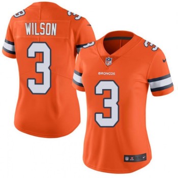 Women's Denver Broncos #3 Russell Wilson Orange Color Rush Limited Stitched Jersey(Run Small) Women's Denver Broncos #3 Russell Wilson Orange Color Rush Limited Stitched Jersey(Run Small)