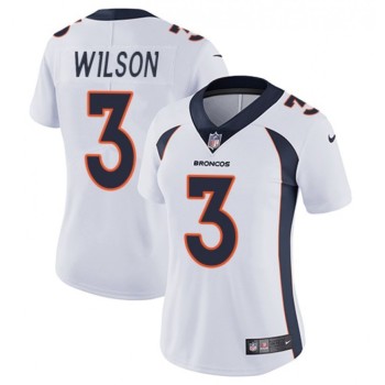 Women's Denver Broncos #3 Russell Wilson White Vapor Limited Stitched Jersey(Run Small)