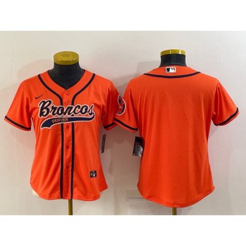 Women's Denver Broncos Blank Orange With Patch Cool Base Stitched Baseball Jersey(Run Small) Women's Denver Broncos Blank Orange With Patch Cool Base Stitched Baseball Jersey(Run Small)