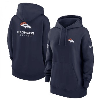 Women's Denver Broncos Navy Sideline Club Fleece Pullover Hoodie(Run Small) Women's Denver Broncos Navy Sideline Club Fleece Pullover Hoodie(Run Small)