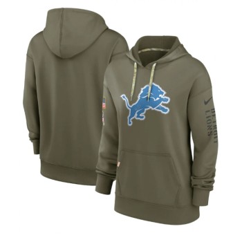 Women's Detroit Lions 2022 Olive Salute to Service Therma Performance Pullover Hoodie(Run Small) Women's Detroit Lions 2022 Olive Salute to Service Therma Performance Pullover Hoodie(Run Small)