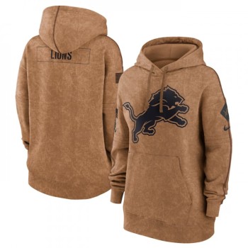Women's Detroit Lions 2023 Brown Salute to Service Pullover Hoodie(Run Small) Women's Detroit Lions 2023 Brown Salute to Service Pullover Hoodie(Run Small)