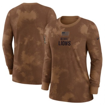 Women's Detroit Lions Brown 2023 Salute To Service Long Sleeve T-Shirt(Run Small) Women's Detroit Lions Brown 2023 Salute To Service Long Sleeve T-Shirt(Run Small)