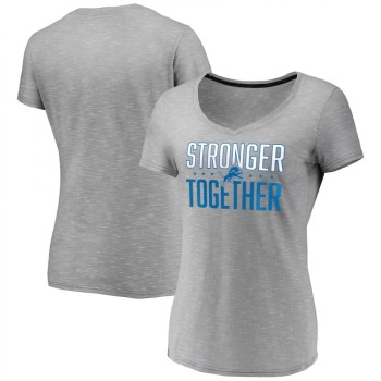 Women's Detroit Lions Gray Stronger Together Space Dye V-Neck T-Shirt(Run Small) Women's Detroit Lions Gray Stronger Together Space Dye V-Neck T-Shirt(Run Small)