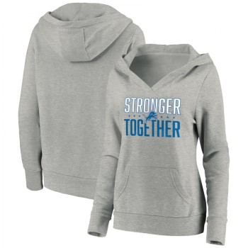 Women's Detroit Lions Heather Gray Stronger Together Crossover Neck Pullover Hoodie(Run Small) Women's Detroit Lions Heather Gray Stronger Together Crossover Neck Pullover Hoodie(Run Small)