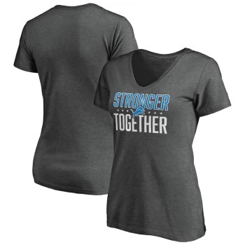 Women's Detroit Lions Heather Stronger Together Space Dye V-Neck T-Shirt(Run Small) Women's Detroit Lions Heather Stronger Together Space Dye V-Neck T-Shirt(Run Small)