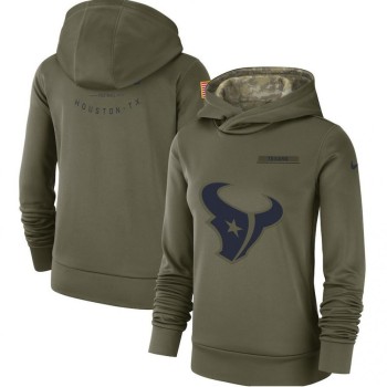 Women's Houston Texans Olive Salute to Service Team Logo Performance Pullover NFL Hoodie Women's Houston Texans Olive Salute to Service Team Logo Performance Pullover NFL Hoodie
