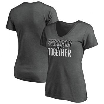 Women's Las Vegas Raiders Heather Stronger Together Space Dye V-Neck T-Shirt(Run Small) Women's Las Vegas Raiders Heather Stronger Together Space Dye V-Neck T-Shirt(Run Small)