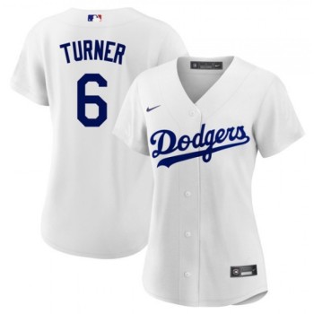Women's Los Angeles Dodgers #6 Trea Turner White Stitched Baseball Jersey(Run Small) Women's Los Angeles Dodgers #6 Trea Turner White Stitched Baseball Jersey(Run Small)