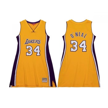 Women's Los Angeles Lakers #34 Shaquille O'Neal 1999 Gold Stitched Basketball Jersey(Run Small) Women's Los Angeles Lakers #34 Shaquille O'Neal 1999 Gold Stitched Basketball Jersey(Run Small)