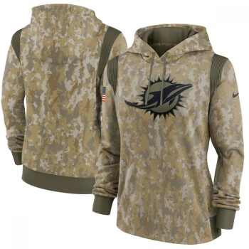Women's Miami Dolphins 2021 Camo Salute To Service Therma Performance Pullover Hoodie(Run Small) Women's Miami Dolphins 2021 Camo Salute To Service Therma Performance Pullover Hoodie(Run Small)