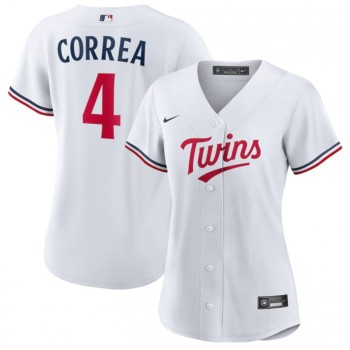 Women's Minnesota Twins #4 Carlos Correa White Stitched Jersey(Run Small)