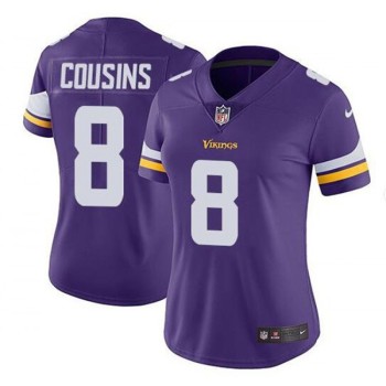 Women's Minnesota Vikings #8 Kirk Cousins Purple Vapor Untouchable Limited Stitched NFL Jersey(Run Small) Women's Minnesota Vikings #8 Kirk Cousins Purple Vapor Untouchable Limited Stitched NFL Jersey(Run Small)