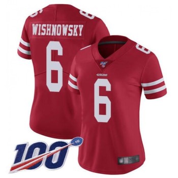 Women's NFL San Francisco 49ers #6 Mitch Wishnowsky 2019 Red 100th season Vapor Untouchable Limited Stitched Jersey(Run Small) Women's NFL San Francisco 49ers #6 Mitch Wishnowsky 2019 Red 100th season Vapor Untouchable Limited Stitched Jersey(Run Small)