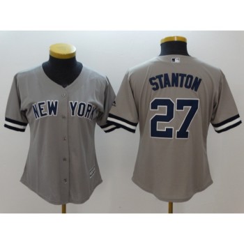 Women's New York Yankees #27 Giancarlo Stanton Gray Cool Base Stitched MLB Jersey Women's New York Yankees #27 Giancarlo Stanton Gray Cool Base Stitched MLB Jersey
