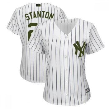 Women's New York Yankees #27 Giancarlo Stanton White 2018 Memorial Day Cool Base Stitched MLB Jersey Women's New York Yankees #27 Giancarlo Stanton White 2018 Memorial Day Cool Base Stitched MLB Jersey