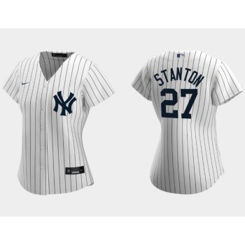 Women's New York Yankees #27 Giancarlo Stanton White Cool Base Stitched Jersey(Run Small) Women's New York Yankees #27 Giancarlo Stanton White Cool Base Stitched Jersey(Run Small)