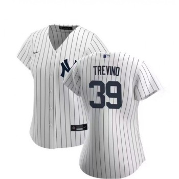 Women's New York Yankees #39 Jose Trevino White Cool Base Stitched Jersey(Run Small) Women's New York Yankees #39 Jose Trevino White Cool Base Stitched Jersey(Run Small)