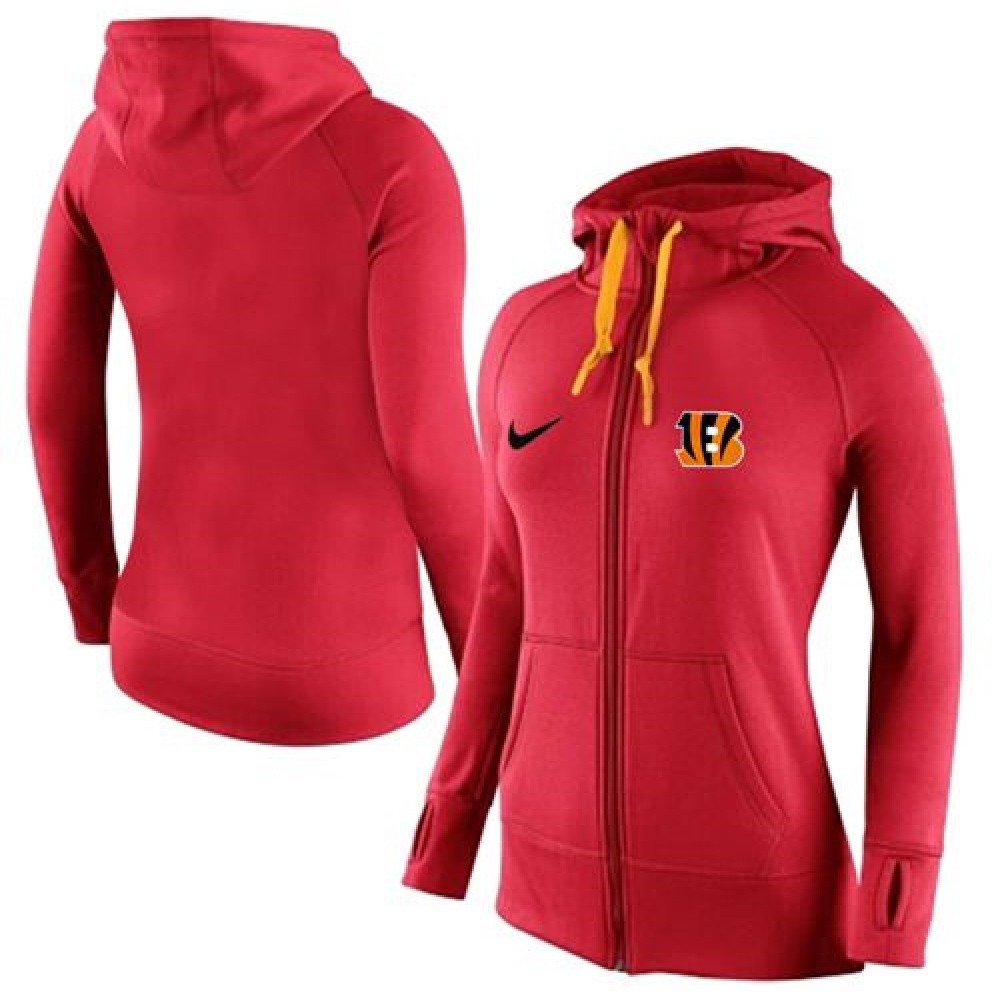 Women's Cincinnati Bengals Full-Zip Performance Hoodie Red