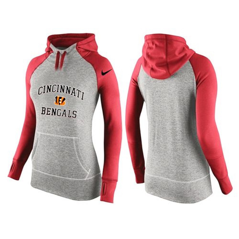Women's Cincinnati Bengals Performance Hoodie Grey & Red_2