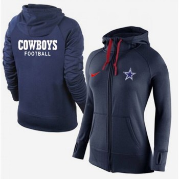 Women's Dallas Cowboys Full-Zip Performance Hoodie Dark Blue Women's Dallas Cowboys Full-Zip Performance Hoodie Dark Blue