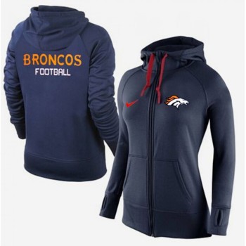 Women's Denver Broncos Full-Zip Performance Hoodie Dark Blue Women's Denver Broncos Full-Zip Performance Hoodie Dark Blue