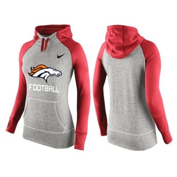 Women's Denver Broncos Performance Hoodie Grey & Red_1 Women's Denver Broncos Performance Hoodie Grey & Red_1