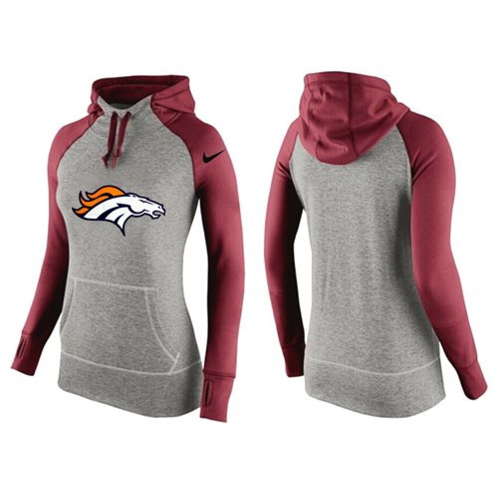 Women's Denver Broncos Performance Hoodie Grey & Red_2