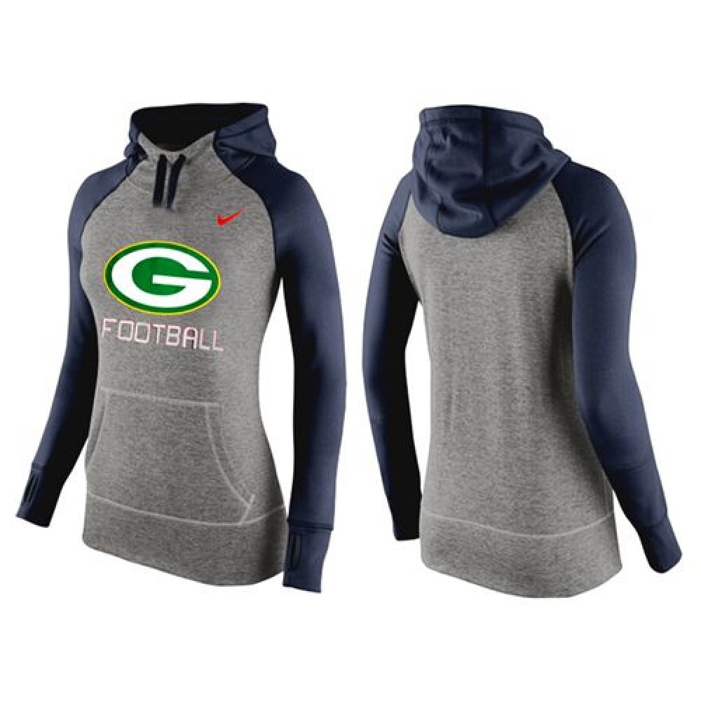 Women's Green Bay Packers Performance Hoodie Grey & Dark Blue
