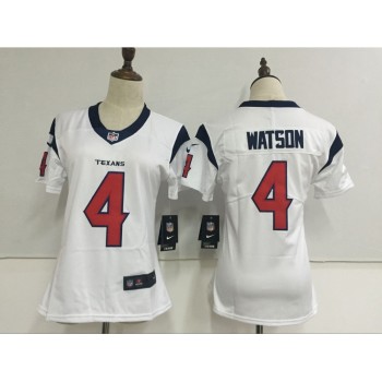 Women's Houston Texans #4 Deshaun Watson White Stitched NFL Vapor Untouchable Limited Jersey Women's Houston Texans #4 Deshaun Watson White Stitched NFL Vapor Untouchable Limited Jersey