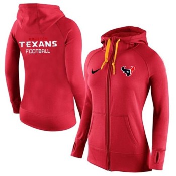 Women's Houston Texans Full-Zip Performance Hoodie Red Women's Houston Texans Full-Zip Performance Hoodie Red