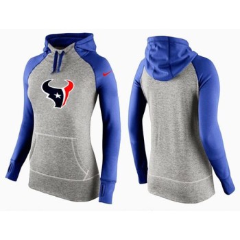 Women's Houston Texans Performance Hoodie Grey & Blue Women's Houston Texans Performance Hoodie Grey & Blue