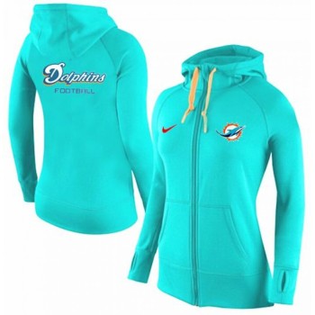 Women's Miami Dolphins Full-Zip Performance Hoodie Green Women's Miami Dolphins Full-Zip Performance Hoodie Green