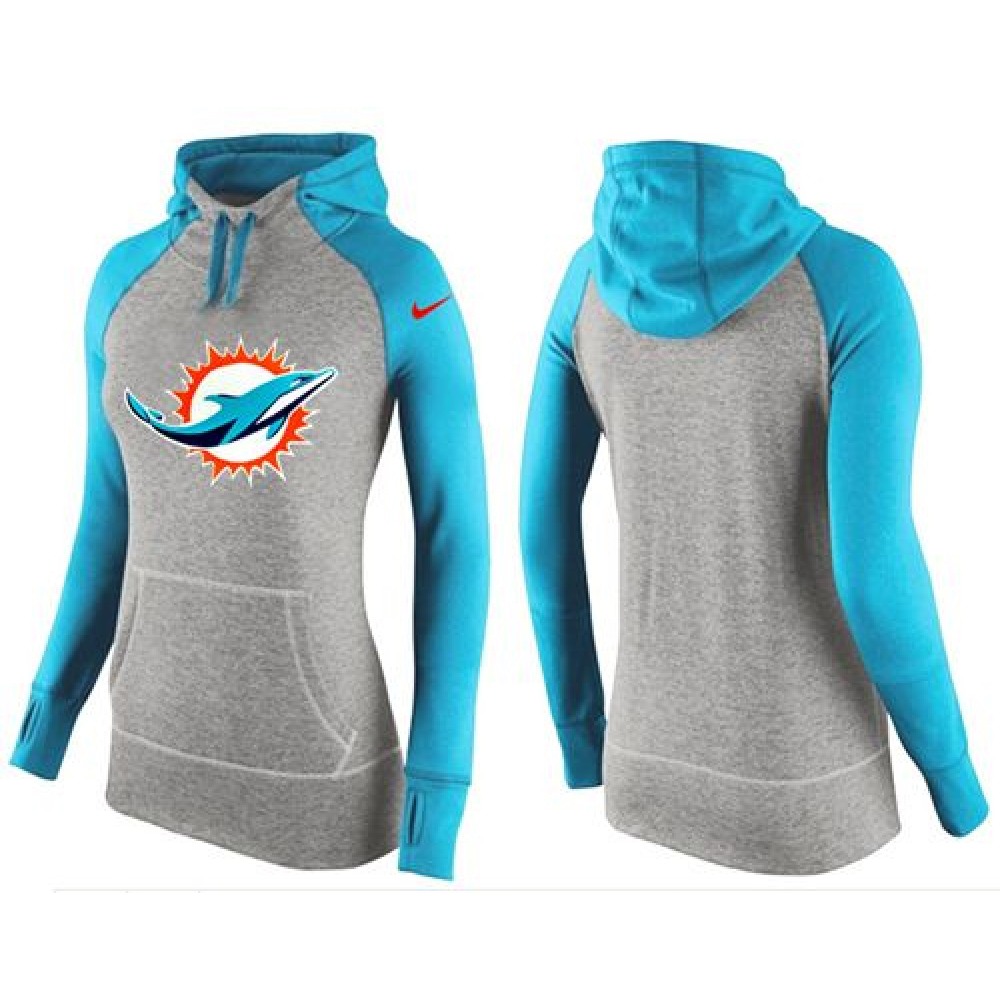 Women's Miami Dolphins Performance Hoodie Grey & Blue_2