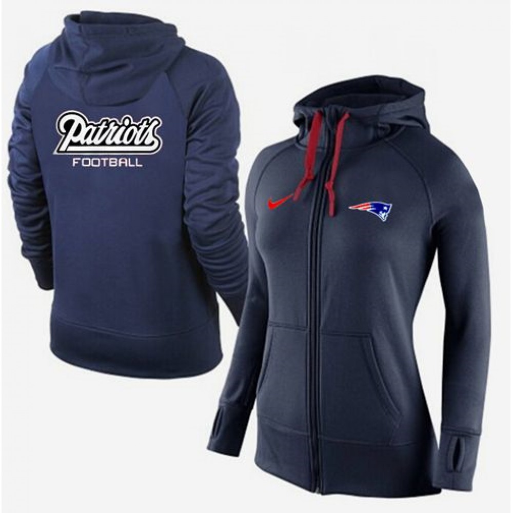 Women's New England Patriots Full-Zip Performance Hoodie Dark Blue