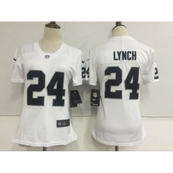 Women's Oakland Raiders #24 Marshawn Lynch White Stitched NFL Vapor Untouchable Limited Jersey Women's Oakland Raiders #24 Marshawn Lynch White Stitched NFL Vapor Untouchable Limited Jersey